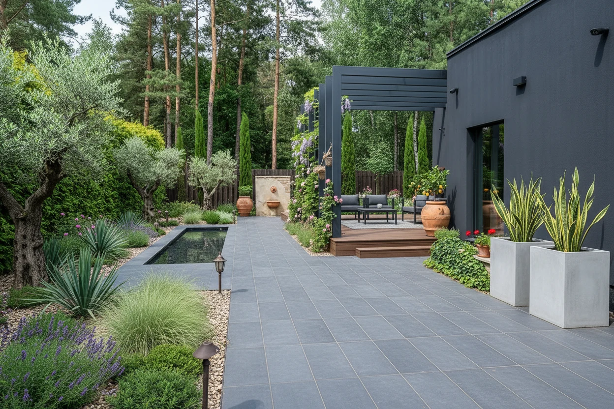 Modern landscaped courtyard shown as an official Hadaa style result