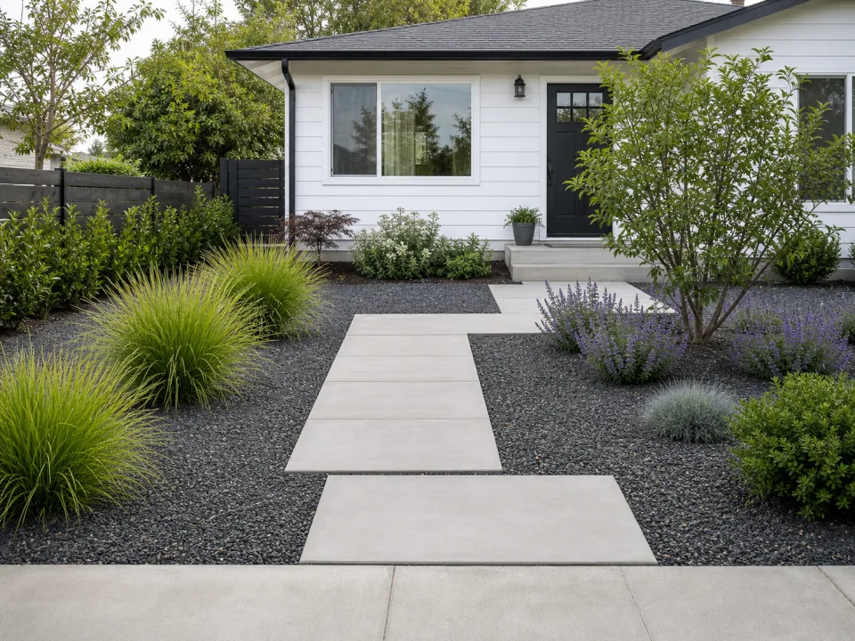 A garden path making one crisp geometric turn