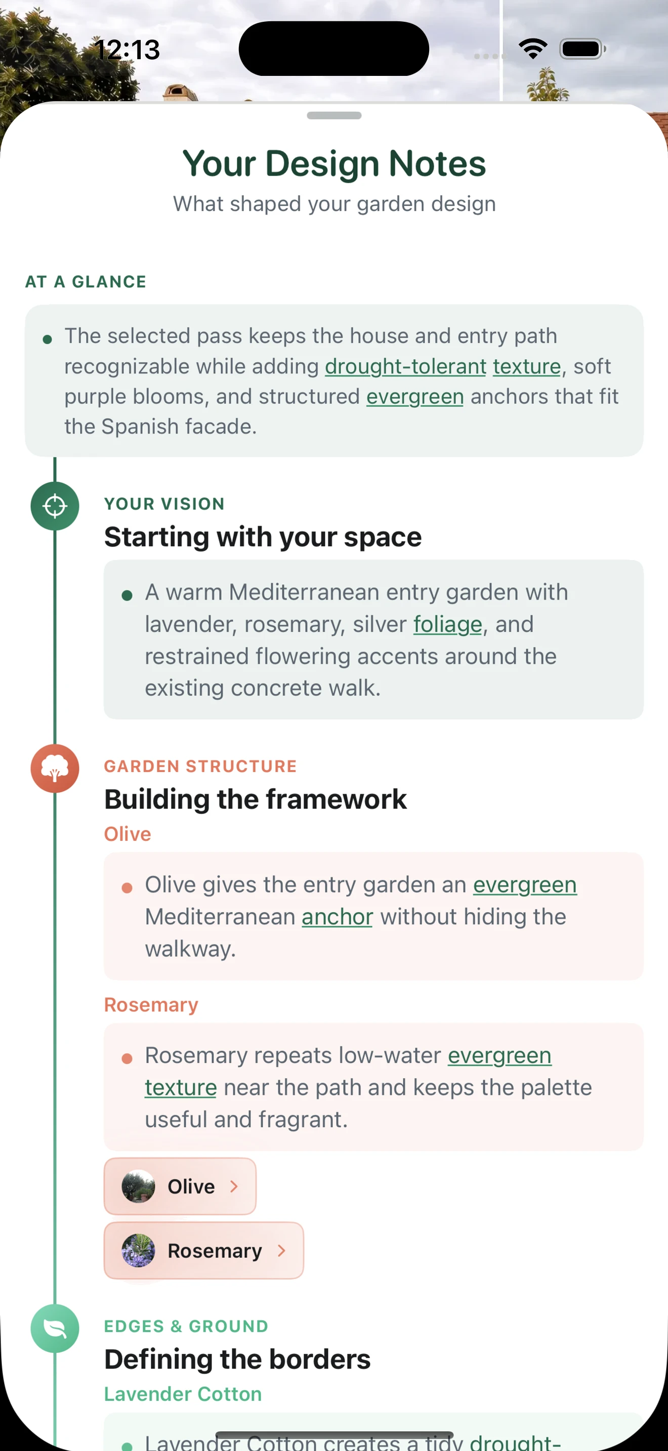 Gardenful design notes explaining the rationale for a yard design